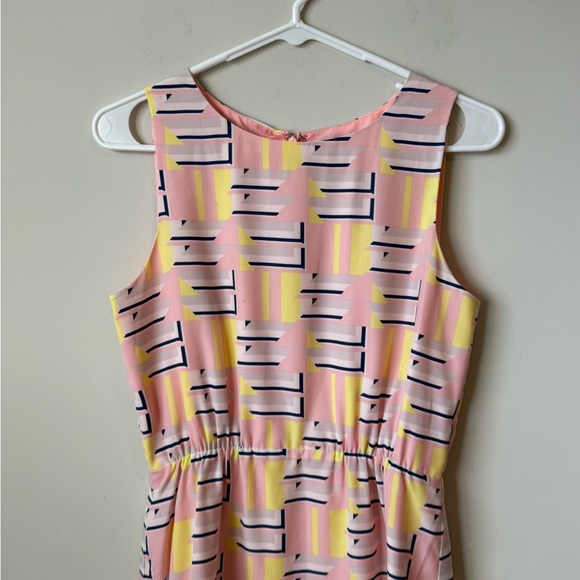 J. Crew Vibrant Pink and Yellow Geometric Mini Dress size 2 - Picture 4 of 9